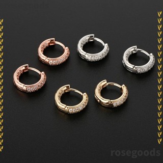 Rosegoods1 ต่างหูห่วง ประดับเพชรคริสตัล เพทาย คุณภาพสูง ของขวัญ สําหรับผู้หญิง