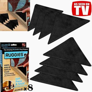 4Pcs Triangle Reusable Anti-skid Rubber Mat Non Slip Patch Mat Washable Rug Gripper Stopper Tape Sticker Corners Pad