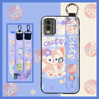 Cute Wrist Strap Phone Case For Nokia C32 Cartoon Fashion Design Waterproof Wristband ring Shockproof Silicone Phone Holder