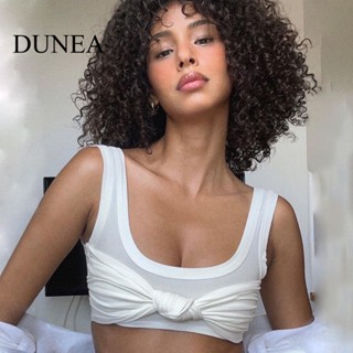 Dunea เสื้อกล้ามเครื่องเทศ ตัวสั้น สีขาว สําหรับผู้หญิง