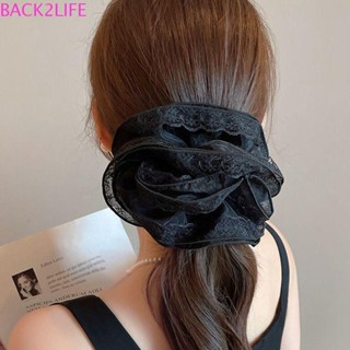 Back2life ลูกไม้ Scrunchies สไตล์เกาหลีชีฟองน่ารักผ้าโพกศีรษะพิมพ์เชือกผมเด็ก