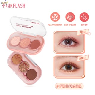 Pinkflash พาเลทอายแชโดว์ 3 สี สีชมพู กันน้ํา ติดทนนาน