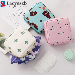 Lacyeszb กระเป๋าใส่เหรียญ ผ้าอนามัย แบบพกพา ลายฟลามิงโก้ หมี สไตล์เกาหลี สําหรับเดินทาง