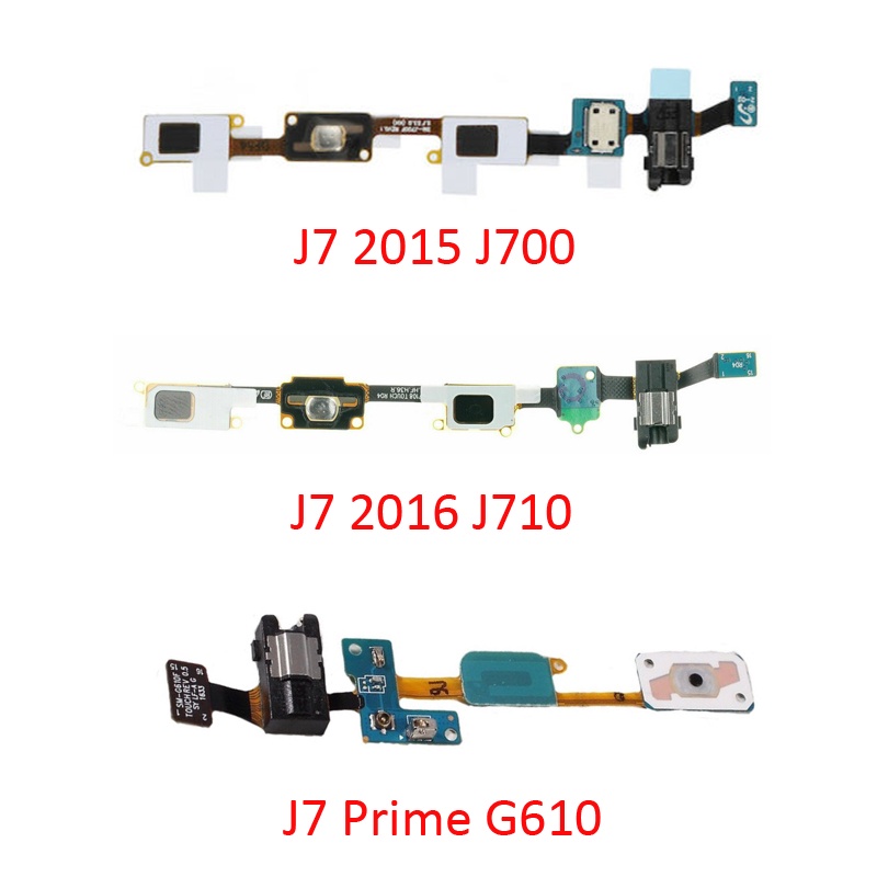 ปุ่มบ้านหูฟัง Flex สําหรับ Samsung J7 Prime โลหะ 2015 2016 J700 J710 G610 โทรศัพท์เมนูใหม่ Flex สายเปลี่ยนชิ้นส่วน