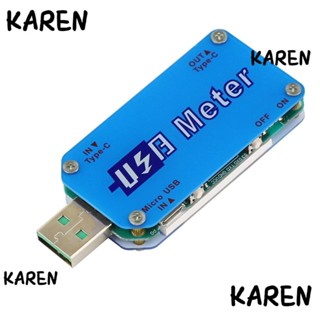 Karen เครื่องตรวจจับแรงดันไฟฟ้า USB หน้าจอพลาสติก สีฟ้า ทนทาน DC 4-24V 5A สําหรับช่างไฟฟ้า