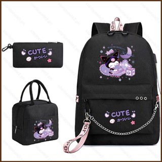 Kira Sanrio Kuromi กระเป๋าดินสอ กระเป๋าเป้สะพายหลัง ความจุขนาดใหญ่ อเนกประสงค์ สําหรับผู้หญิง ผู้ชาย นักเรียน