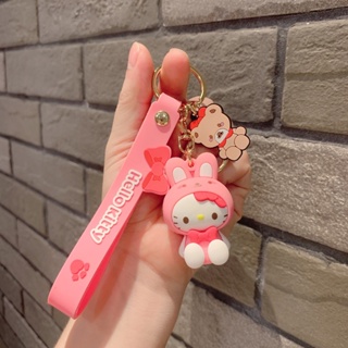 SANRIO พวงกุญแจ Pvc จี้การ์ตูน Melody Cinnamoroll babyCinnamoroll Hello Kitty Kuromi แบบยืดหยุ่น ของเล่นสําหรับเด็ก