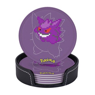 Gengar ที่รองแก้วหนัง ทรงกลม ป้องกันคราบ และป้องกันน้ําร้อนลวก สําหรับร้านอาหาร ห้องครัว สํานักงาน และอื่น ๆ 6 ชิ้น