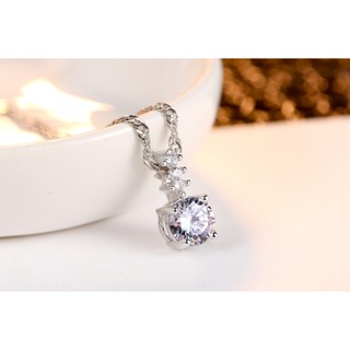 Women Silver Chain Crystal Zircon Pendant Necklace Clearance sale