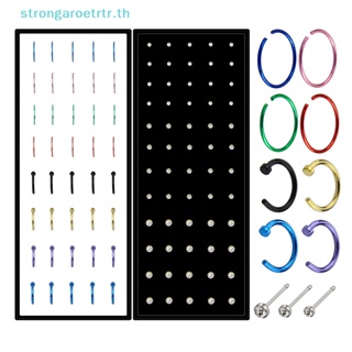 Strongaroetrtr ชุดจิวจมูก สเตนเลส ทรงตัว C ประดับคริสตัล เครื่องประดับแฟชั่น สําหรับผู้หญิง 40 100 ชิ้น