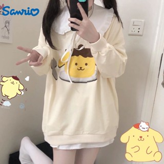 เสื้อกันหนาวแขนยาว คอกลม ลายการ์ตูนอนิเมะ Sanrio Pom Pom Purin แฟชั่นฤดูใบไม้ผลิ สไตล์ฮาราจูกุ สําหรับผู้หญิง Y2K [GM]