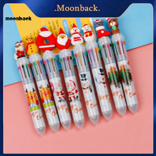 &lt;moonback&gt; ปากกาลูกลื่นพลาสติก รูปการ์ตูนซานตาคลอส กวางเอลก์ คริสต์มาสน่ารัก ทนทาน สําหรับเด็ก สํานักงาน เขียนลื่น 10 ชิ้น