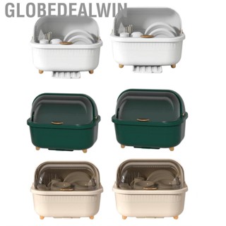 Globedealwin Dish Drying Box  Bottom Drain Hole Versatile Drainer with Lid Cover for Home