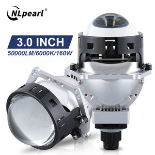 Nlpearl เลนส์โปรเจคเตอร์ Bi-LED 3.0 นิ้ว Hella 160W LED H4 H7 9006 9005 50000LM 6000K T1X สําหรับรถยนต์ 2 ชิ้น