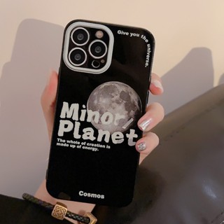 เคสโทรศัพท์มือถือ ป้องกันสิ่งสกปรก ลายดาวเคราะห์ สีดําวาว สําหรับ Iphone 11 12 13 14 Pro Max