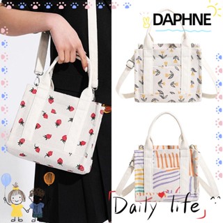 Daphne กระเป๋าโท้ทลําลอง มีซิป ขนาดเล็ก ลายดอกไม้ สําหรับผู้หญิง