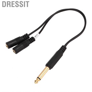 Dressit Y Splitter Cable  High Transmission Rate Microphone 6.35mm Mono Male To Dual 3.5mm Female for