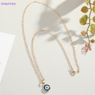 Maurcey สร้อยคอโซ่ จี้ตาชั่วร้าย สไตล์ตุรกี มินิมอล สีฟ้า แวววาว เครื่องประดับแฟชั่น ของขวัญงานแต่งงาน ปาร์ตี้ ไหปลาร้า สําหรับผู้หญิง ผู้ชาย