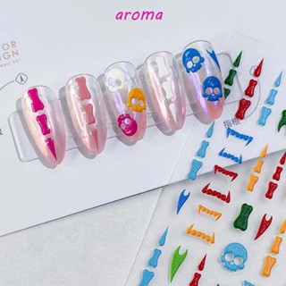 Aroma สติกเกอร์ติดเล็บ ลายการ์ตูนหมี อลิซ วันเดอร์แลนด์ สุดเท่ อุปกรณ์เสริม สําหรับตกแต่งเล็บ