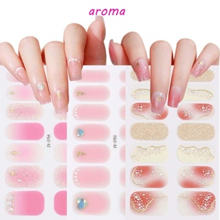 Aroma สติกเกอร์พลอยเทียม 3D มีกาวในตัว แฟชั่น สําหรับติดตกแต่งเล็บ