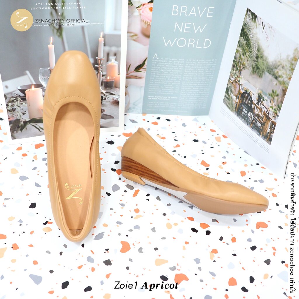 ทรงปกติ:เปลี่ยนไซส์ได้-ไม่รับคืน Zenachoo รุ่นขายดี Zoie1 ส้นเตารีดสูง 1นิ้ว รองเท้าหนังแกะแท้