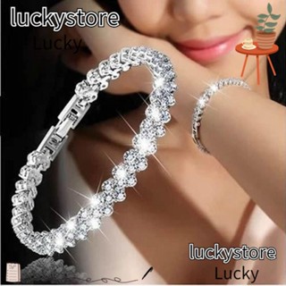 Lucky กําไลข้อมือ ประดับเพชรคริสตัล พลอยเทียม รูปหัวใจ โรแมนติก ของขวัญ สําหรับเจ้าสาว 2 ชิ้น