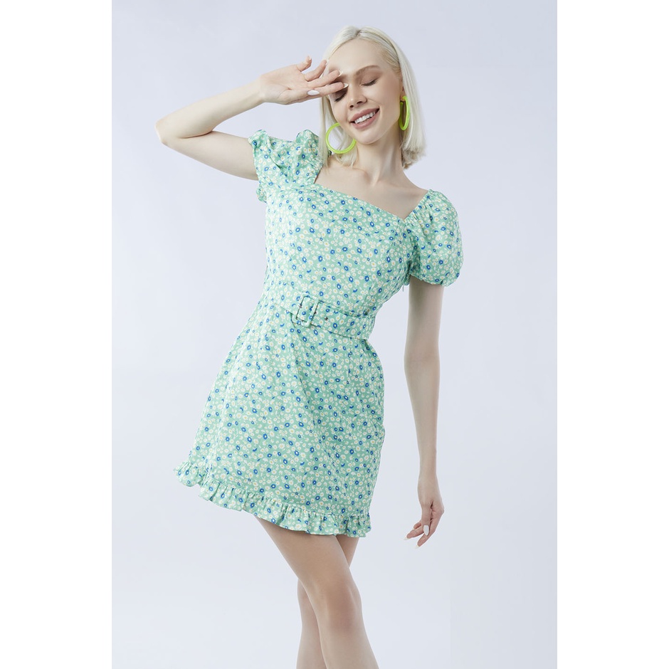ESP เดรสลายดอกไม้ ผู้หญิง สีเขียว | Ditsy Floral Print Dress | 05779