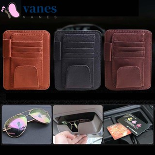 Vanes1 ที่บังแดดรถยนต์ ที่ใส่บัตร หนัง PU ที่เก็บปากกา เป็นระเบียบเรียบร้อย ช่องใส่จาน
