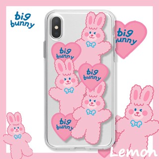 [Lemon] เคสโทรศัพท์มือถือ ลายการ์ตูนกระต่ายน่ารัก สีชมพู สไตล์เกาหลี สําหรับ iPhone 6 6plus 7 8 7plus 8plus 11 12 X XS XR XSMAX 11pro 12promax 11promax 12promax 13 13pro 13promax