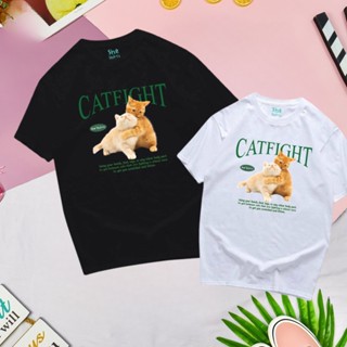 เสื้อลายแมว CATFIGHT  ทรงoversize ผ้านิ่ม ไม่ร้อน #C010