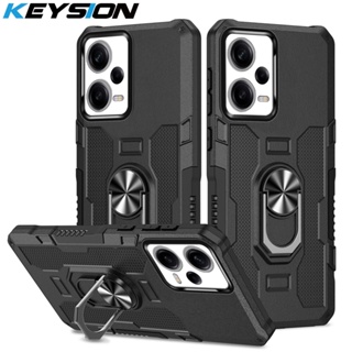 Keysion เคสโทรศัพท์ซิลิโคน PC กันกระแทก พร้อมแหวนขาตั้งโลหะ สําหรับ Redmi Note 12 5G Xiaomi Redmi Note 12 Pro 5G