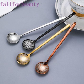 Fallforbeauty ช้อนสแตนเลสสําหรับช้อนกาแฟน้ําผึ้งไอศกรีมหลากสี