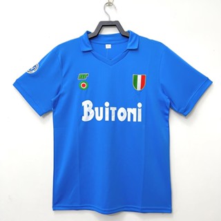 เสื้อกีฬาแขนสั้น ลายทีมชาติฟุตบอล Napoli 87-88 ชุดเหย้า สไตล์เรโทร แห้งเร็ว สําหรับผู้ชาย ไซซ์ S-XXL