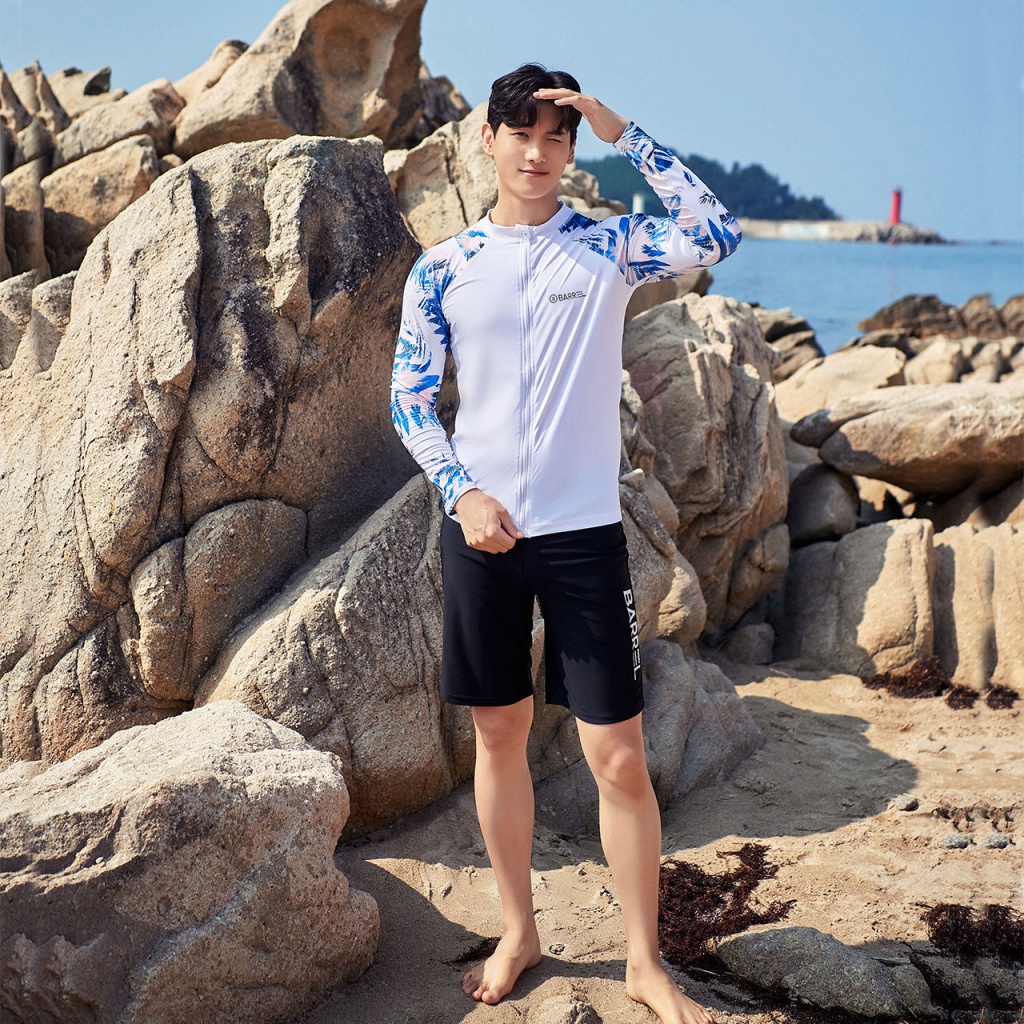 ชุดว่ายน้ําแขนยาว ป้องกันแดด แบบแห้งเร็ว แต่งซิป สําหรับผู้ชาย - รูปที่ 3