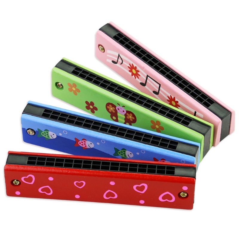 เครื่องดนตรีฮาร์โมนิก้า 16 หลุม ลายการ์ตูนน่ารัก ของเล่นเสริมการเรียนรู้ สําหรับเด็ก