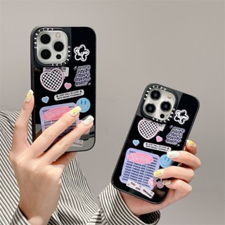 Casetifg แบรนด์ INS สติกเกอร์ดาว หรูหรา เคสโทรศัพท์กระจก สําหรับ iPhone 11 12 13 14 Pro Max 14 Plus เคส พร้อมกล่อง ซิลิโคนแข็ง แกะสลัก ของแท้ TPU กันกระแทก เคสป้องกัน