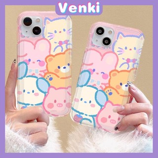 VENKI - Case สำหรับ iPhone 14 Pro Max Soft TPU Jelly Airbag Case น่ารักการ์ตูนสัตว์ป้องกันกล้องกันกระแทกสำหรับ iPhone 14 13 12 11 Plus Pro Max 7 Plus X XR