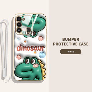 เคสโทรศัพท์มือถือ ซิลิโคนนิ่ม TPU ลายการ์ตูนกระต่าย ไดโนเสาร์น่ารัก 3D พร้อมสายคล้อง สําหรับ Infinix Tecno Spark Go 2022 Spark 8C KG5 KG5j KG5k