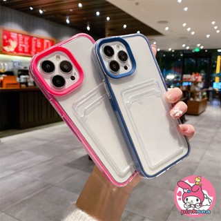 เคสโทรศัพท์มือถือ ซิลิโคนนิ่ม TPU ใส กันกระแทก พร้อมช่องใส่บัตร 2 In 1 เรียบง่าย สําหรับ iPhone 14 13 12 11 Pro Max X Xr Xs Max 8 7 6 6s Plus SE2020