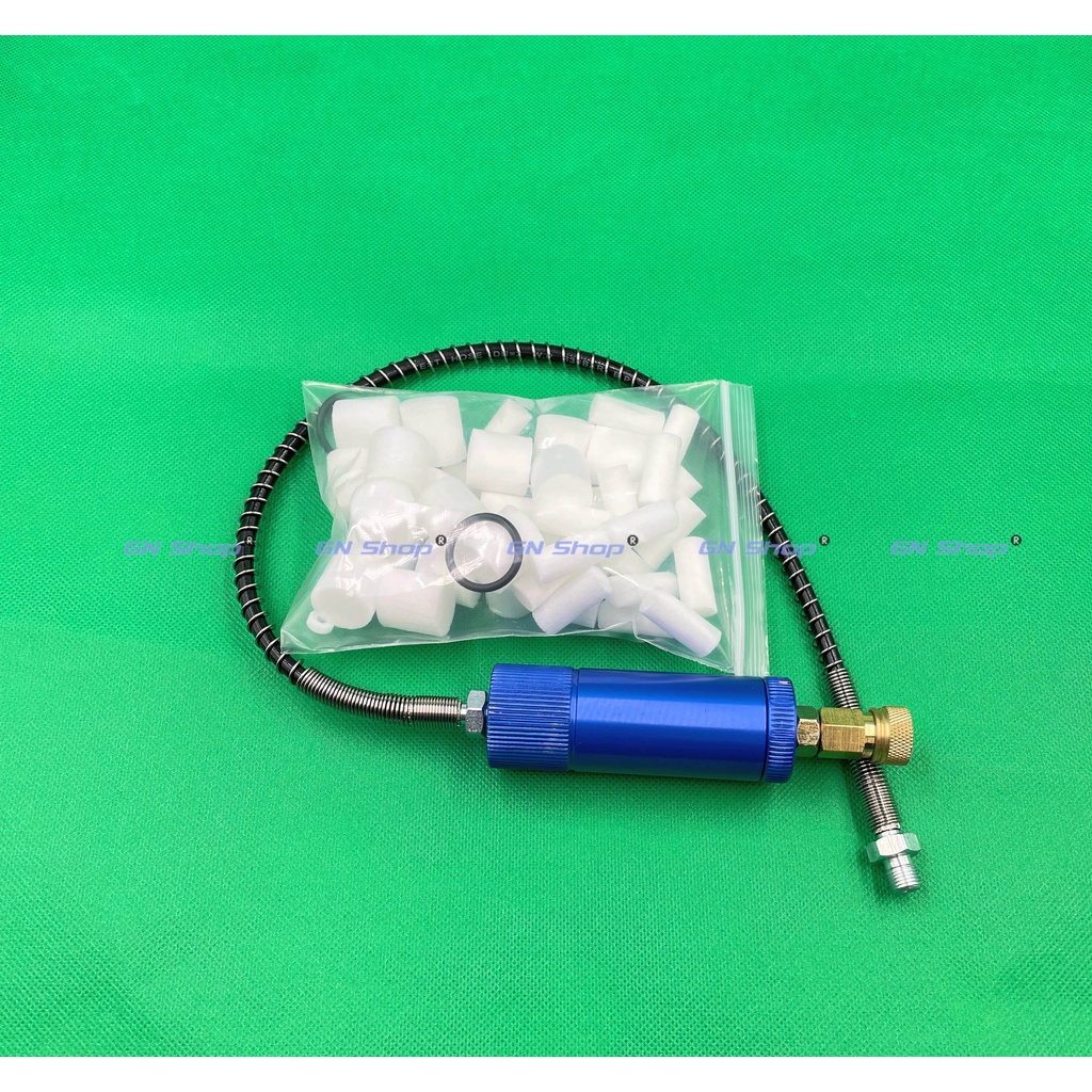 กรองชื้น - กรองน้ำมันสูบแรงดันสูง 4500psi หรือ กรองปั้มไฟฟ้า กรองชื้นสูบมือ แรงดันสูง สีน้ำเงิน  ยาว 9 เซน พร้อมสาย