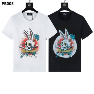 【hot sale】เสื้อยืดแขนสั้น พิมพ์ลายโครงกระดูกกระต่าย PSYCHC BUNNY เกรด AAA ไซซ์ S~XL