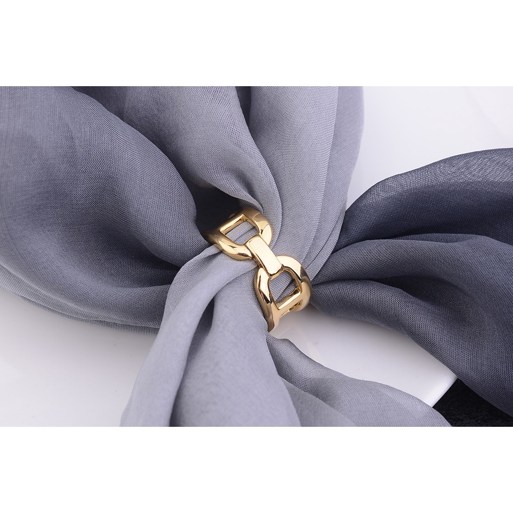 แหวนเข็มกลัด โลหะผสม เรียบง่าย อุปกรณ์เสริม สําหรับติดผ้าพันคอ ผ้าคลุมไหล่ - รูปที่ 2