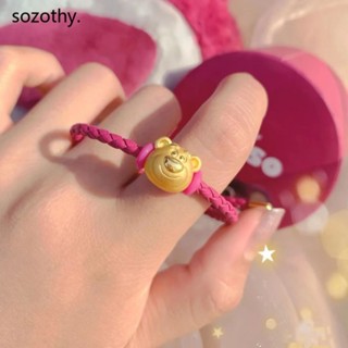 [หมีสตรอเบอร์รี่] Zhoujia Disney Co-Branded Same Style [Berry Have Worries Berry You Cute] สร้อยข้อมือหมีสตรอเบอร์รี่ สไตล์แฟนสาวคู่รัก