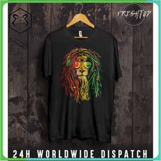 ผู้ชายเสื้อยืด Graphic T Shirt Men Rasta เร้กเก้สิงโตชายเสื้อยืด Bob Marley One Love จาไมก้าสีดำ