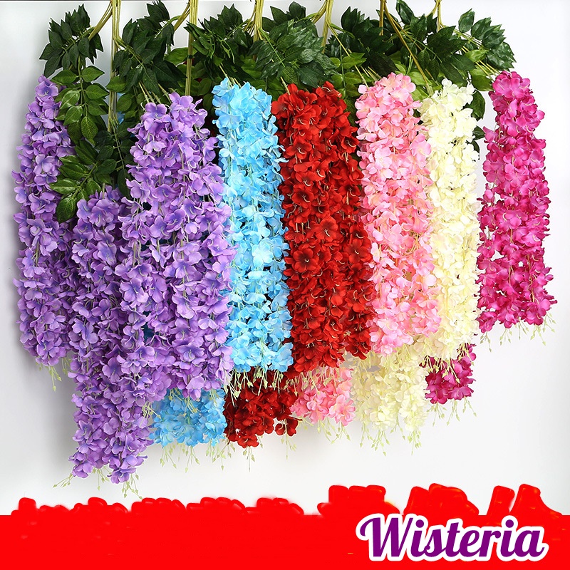 Wisteria วิสทีเรียปลอม เถาวัลย์ พวงมาลัย ดอกคูน ช่อแขวนเพดาน
