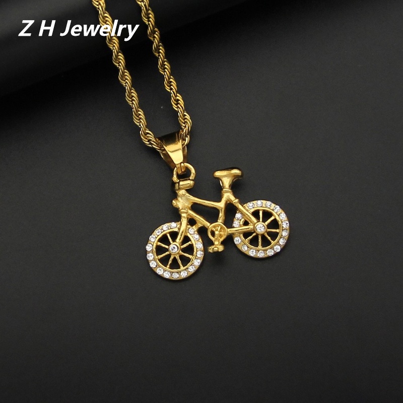 [Z H Jewelry] วินเทจ จักรยาน เต็มรูปแบบ เพชร ฮิปฮอป จี้ ผู้ชายและผู้หญิง แฟชั่น สเตนเลส สร้อยคอ ปาร์ตี้ ร็อค ไทเทเนียม เหล็ก เครื่องประดับ อุปกรณ์ขายส่ง