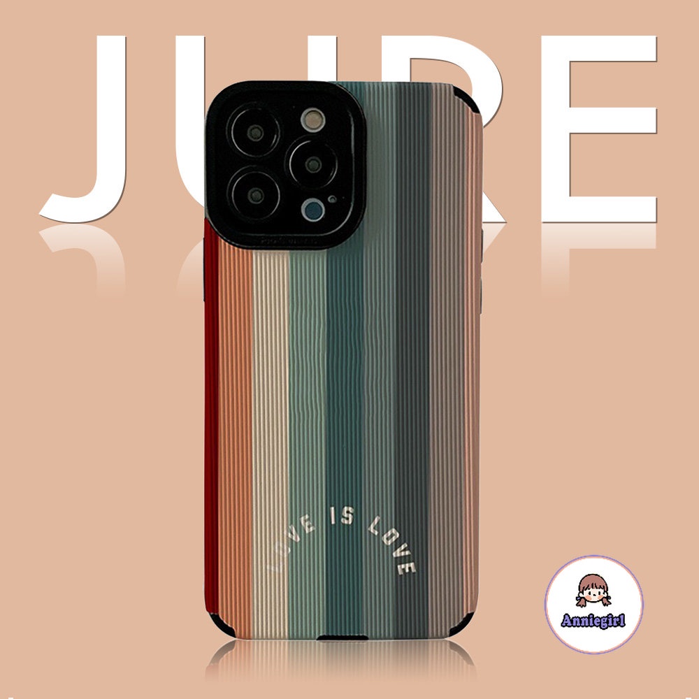 Simple Rainbow Stripe เคสโทรศัพท์สําหรับ Iphone 11 15 Pro MAX 12/13Pro MAX 14 Promax XS MAX XR 7/8 Plus เลนส์ป้องกันนุ่มโทรศัพท์ฝาหลัง