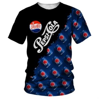 ใหม่ เสื้อยืดลําลอง แขนสั้น พิมพ์ลาย Pepsi 3 มิติ สําหรับผู้ชาย และผู้หญิง