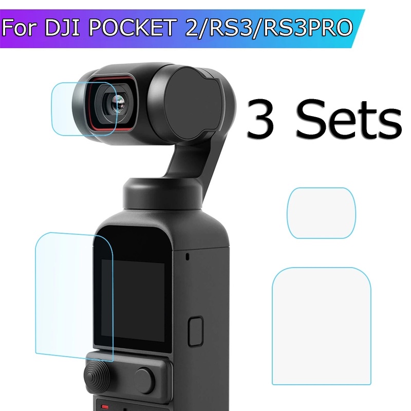 ฟิล์มกระจกนิรภัยกันรอยเลนส์กล้อง HD แบบมือถือ อุปกรณ์เสริม สําหรับ DJI Osmo Pocket RS3 RS3PRO 3 แพ็ค