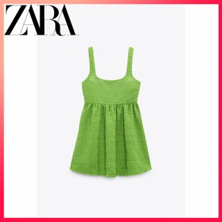 Zara ใหม่ ชุดเดรสสั้น คอตรง เปิดไหล่ กว้าง สําหรับผู้หญิง